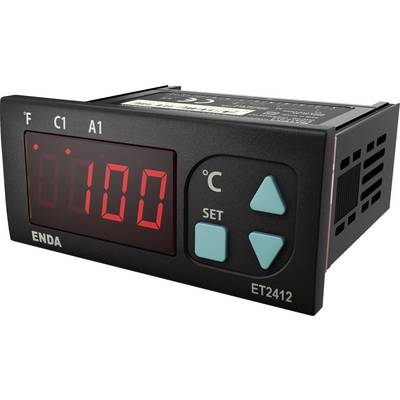 A digital temperature controller displaying '100' degrees Fahrenheit with adjustment buttons labeled 'SET', 'arrow up', and 'arrow down'.