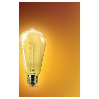 A vintage-style light bulb glows warmly against an orange gradient background, showcasing the bulb's intricate filament design.