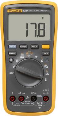 Fluke 17B+/EUR Handheld multimeter Digital Continuity tester, Capacitance testing, Screen back-lighting CAT III 600 V Display (counts): 4000