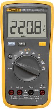 Fluke 15B+/EUR Handheld multimeter Digital Screen back-lighting, Data Hold function CAT III 600 V Display (counts): 4000