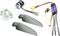 A drone kit featuring a motor, two black propeller blades, an electronic speed controller, and a metal motor mount.