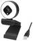 A black webcam with an LED ring light, adjustable stand, and USB connector, designed for video calls and streaming.