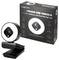 'LogiLink Stream USB Webcam' box and webcam, featuring autofocus, dual-microphone, 76° wide viewing angle, and three levels ring light.