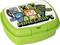 Green lunch box with 'Minecraft' characters on the lid. Features blocky figures and logo in vibrant colors.