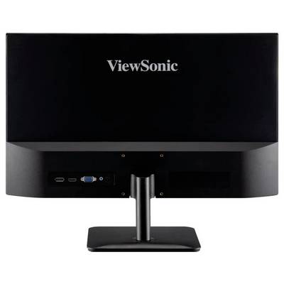 Back view of a black ViewSonic computer monitor showing ports for HDMI, VGA, and power connection.