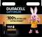 The image shows a pack of 8 Duracell Optimum AAA batteries, featuring a pink bunny mascot wearing a Duracell shirt, with text 'Up to 100% Extra Life or Extra Power'.