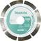 A segmented diamond blade for cutting, with 'Makita' logo. The blade has specifications like maximum RPM and diameter detailed on it.