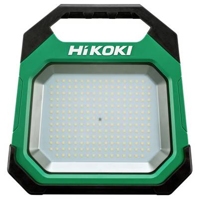 A green and black HiKOKI LED floodlight with numerous LED bulbs arranged in a grid pattern.