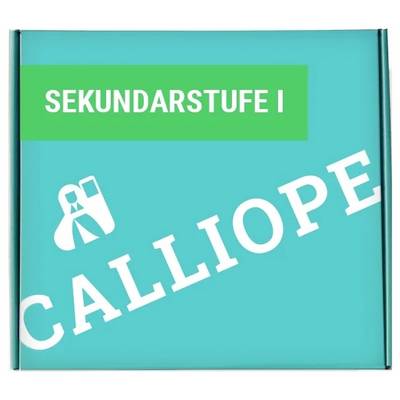 'SEKUNDARSTUFE I' and 'CALLIOPE' text on a turquoise background with a white icon resembling a microcontroller.