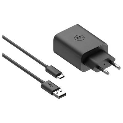 A black USB wall charger with a detachable USB-C cable and two-prong plug, suitable for charging compatible electronic devices.