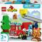 Lego Duplo fire engine set with firefighter figure, trees, and flames. Promotes logical thinking and self-expression for ages 2+.