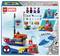 LEGO Marvel building set box showing a colorful pirate ship with Spider-Man theme, characters, and building instructions for ages 4+.