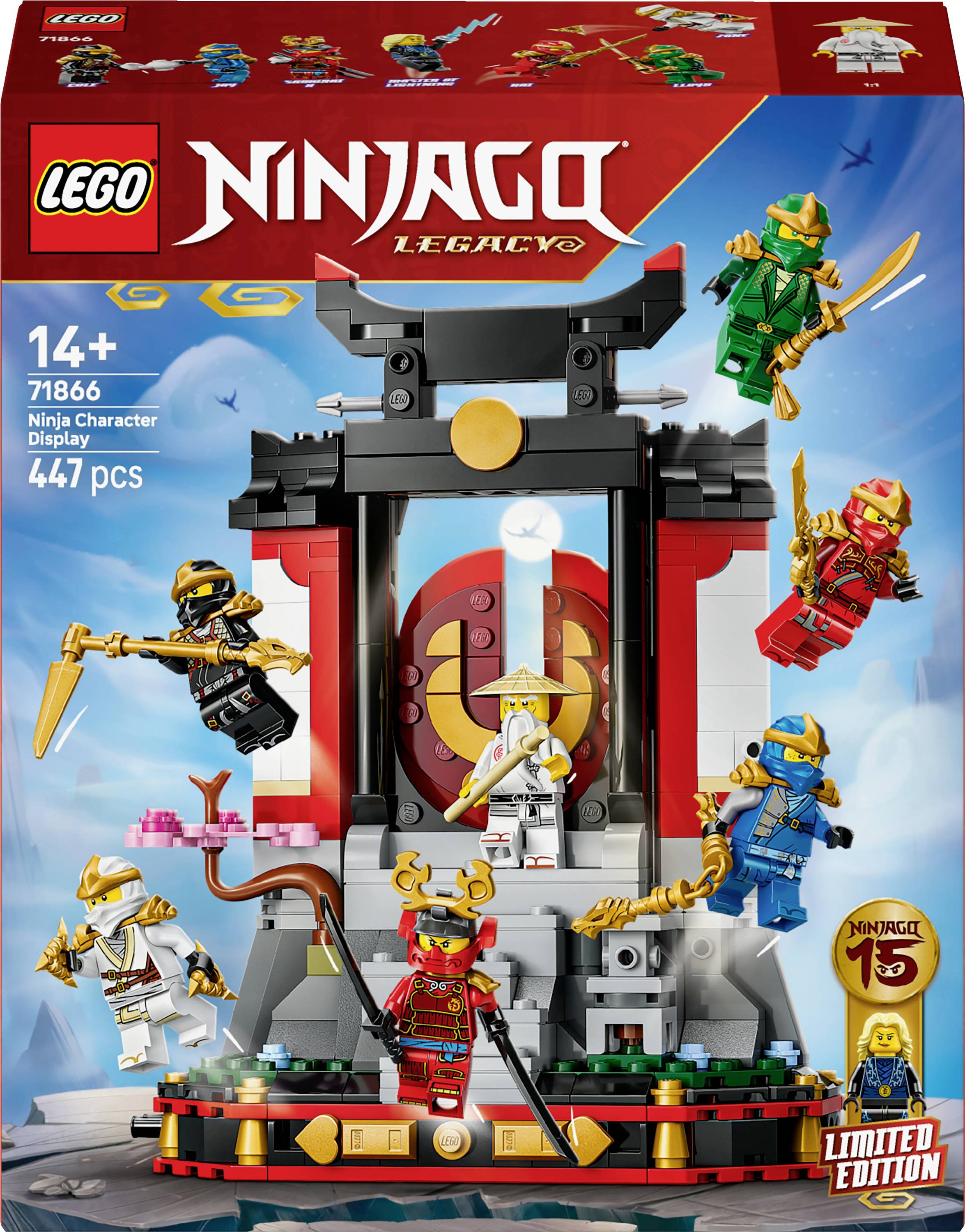 LEGO Ninjago Legacy set 71866, displaying ninja characters in battle poses around a central platform. The box is marked as Limited Edition.