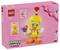 Lego set box featuring a Tweety Bird figure with heart details, holding a rose bouquet. Includes an image of the assembled figure.