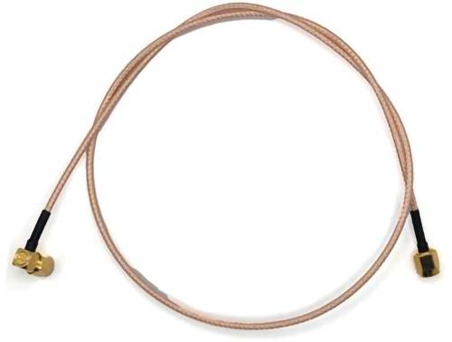 A coaxial cable with gold-plated connectors at both ends, commonly used for RF communication or antenna connections.