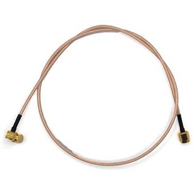 A coaxial cable with gold-plated connectors at both ends, commonly used for RF communication or antenna connections.