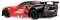 A red and black race car model with a large rear spoiler, numbered '3', showcasing various sponsor logos on the side.