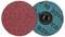 Two abrasive discs, one red side up and the other blue side up, illustrating their different textures and attachment mechanisms.