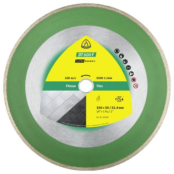 Klingspor 325373 DT 600 F Supra Diamond cutting disc Diameter 200 mm Bore diameter 30 mm Ceramics, Ceramics, Oven tiles (enamel) 1 pc(s)