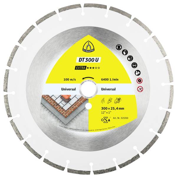 Klingspor 325349 DT 300 U Extra Diamond cutting disc Diameter 300 mm Bore diameter 25.4 mm Construction materials 1 pc(s)