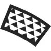 A curved rectangle filled with a pattern of black and white triangles in alternating directions.