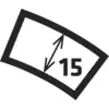 A curved rectangle with an arrow and number '15', indicating an angle or rotation measurement.