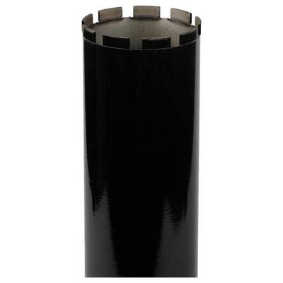 A cylindrical black tube with evenly spaced rectangular notches at the top edge, appearing shiny and reflective.