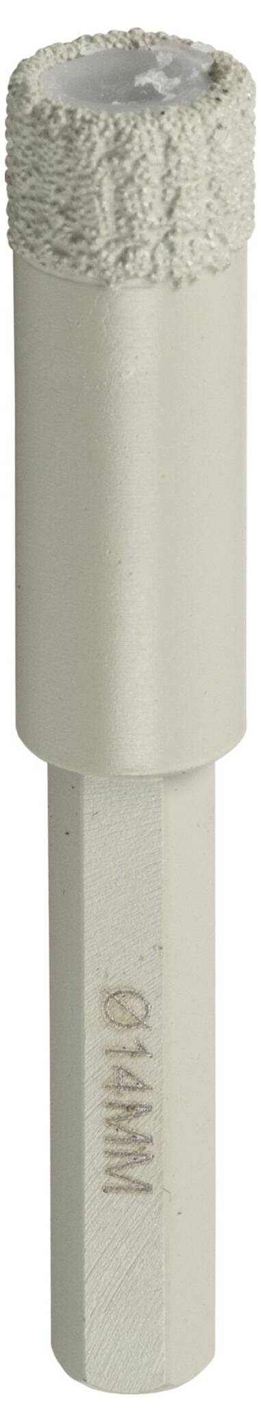 A white cylindrical tool with a rough top edge, labeled 'Ø14MM'.