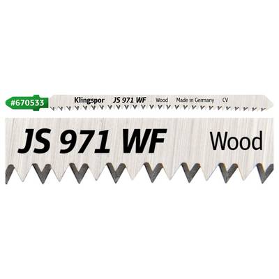 Saw blade labeled 'JS 971 WF' for wood, #670533, made in Germany.