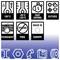 'Image containing symbols and text: 100°C Max, -20°C to +50°C, Fast Drying, Outside, Permanent, Xylene Free, Made in Europe. Icons depict thermometers, stopwatch, weather symbols, hand, label, and industrial shapes on blue background.'
