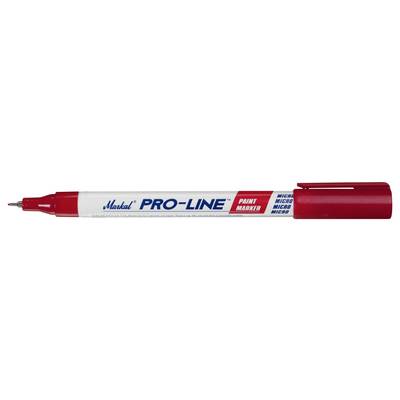 A red-capped paint marker labeled 'Markal PRO-LINE Paint Marker' with blue text saying 'Metal, Wood, Glass, Rubber'.