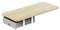 Adjustable wooden massage table with padded base and open storage compartment, shown in a studio-style product view on a white background.