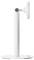 A white security camera mounted on a slender vertical stand with a circular base, designed for indoor use.