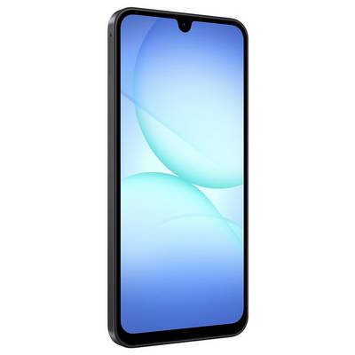 A smartphone displaying a bright blue screen, viewed from an angle. The screen shows gradient circles with a minimalist design.