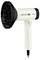 White hairdryer labeled 'Plasma Ionic Pro Trisa' with black diffuser attached, featuring three control buttons and a cord.