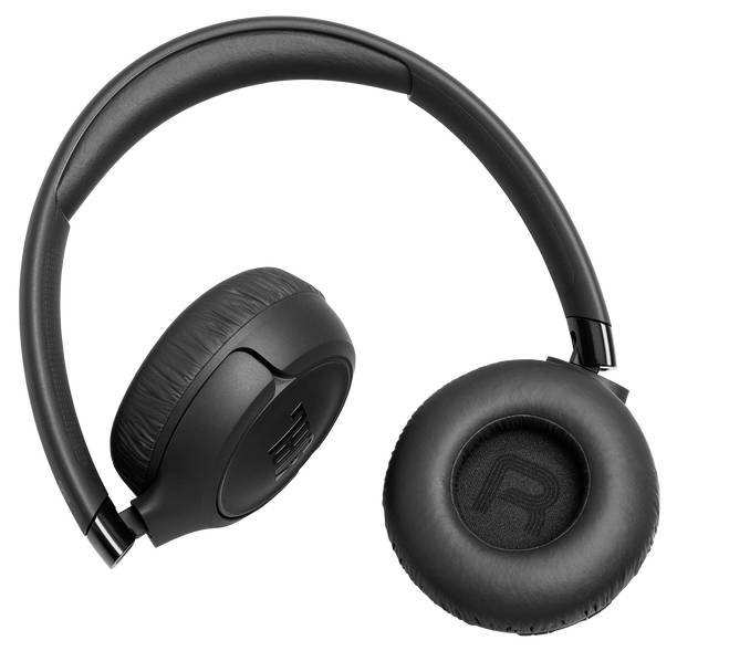 Black over-ear headphones with soft padded ear cushions and a sleek, minimalistic design.