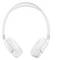 White over-ear headphones with a sleek design, viewed from the front.