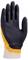 A single black and orange work glove with a white cuff, shown upright, palm facing forward.