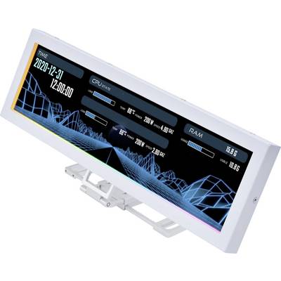 A digital display shows time '2020-12-31 12:00:00', CPU usage at 86%, and RAM usage at 15.8GB, with a futuristic blue graph design.