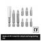 A set of ten screwdriver bits made from CR-V steel, offering durability and longevity.