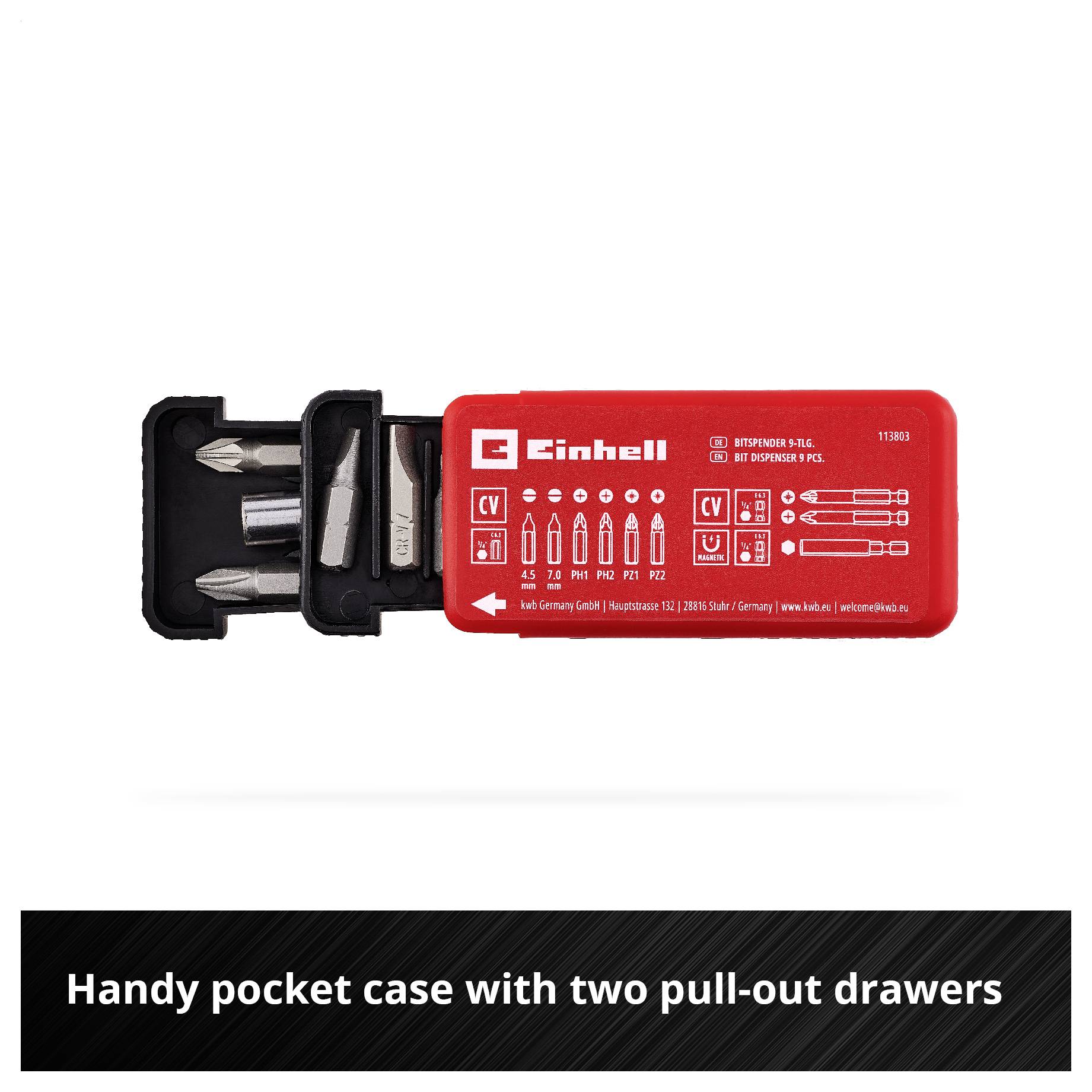 Einhell 113803 Bit set 9-piece Slot, PH, PZ-6