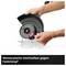 A person is changing the blade plate of a garden tool for a line head. Below it says: 'Blade plate interchangeable with line head'.