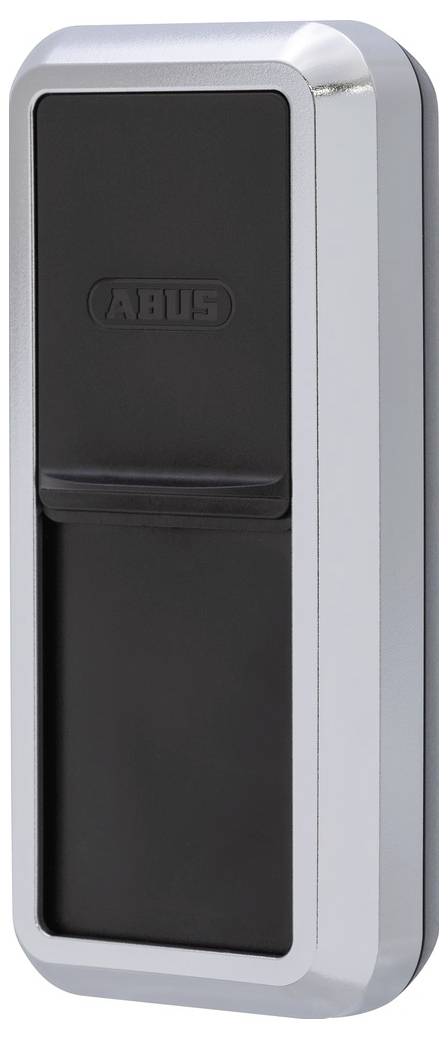 A silver and black rectangular key lockbox with the brand name embossed on the front.
