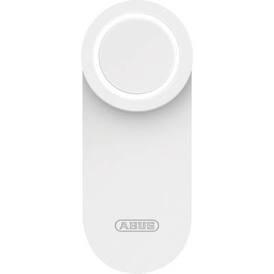 A white Abus wall-mounted device with a circular button at the top.