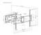 Wall mount bracket diagram showing adjustable arms, dimensions in millimeters, with ranges 75-703 and 200-910, angles +60 to -60 degrees.