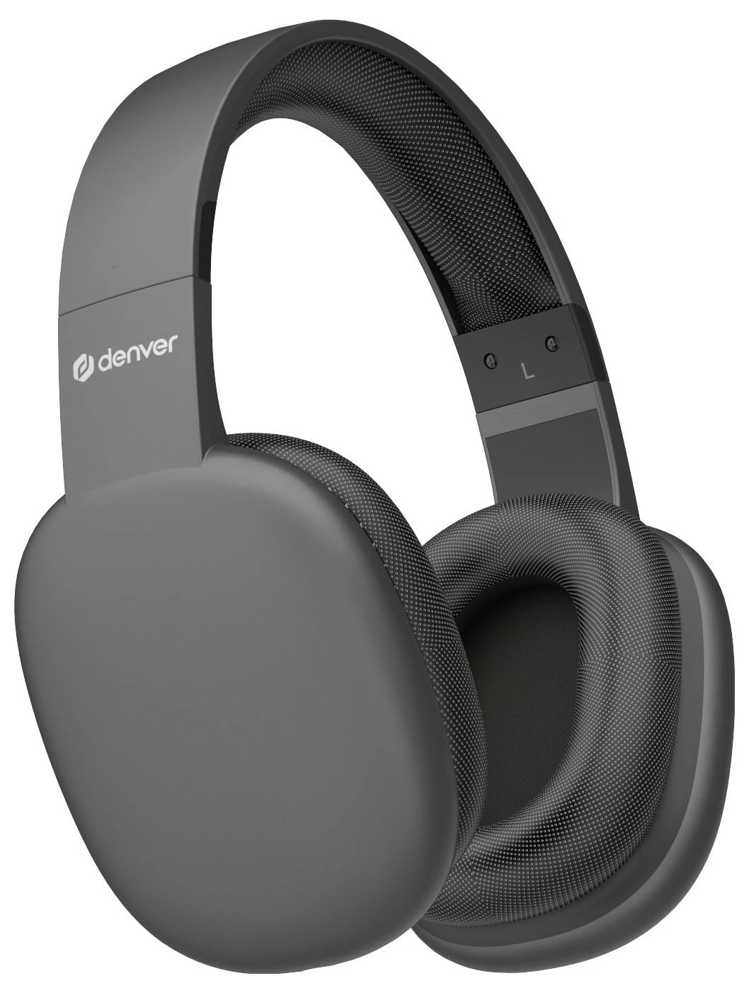 A pair of sleek, modern black over-ear headphones with cushioned ear pads, showcasing a minimalistic design.