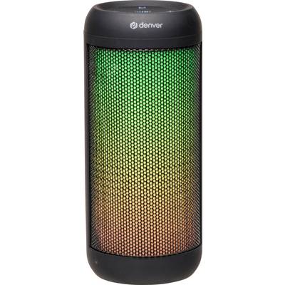 Portable Bluetooth speaker with colorful LED light display transitioning from green at the top to red at the bottom.