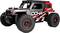 Remote control off-road truck with large tires, black and red design, and the text 'DOHA' on the side. Suitable for rough terrain racing.