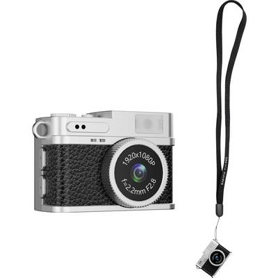 Compact retro-style digital camera with a detachable lanyard, featuring a 1920x1080p lens marked 'f=2.2mm F2.8'.