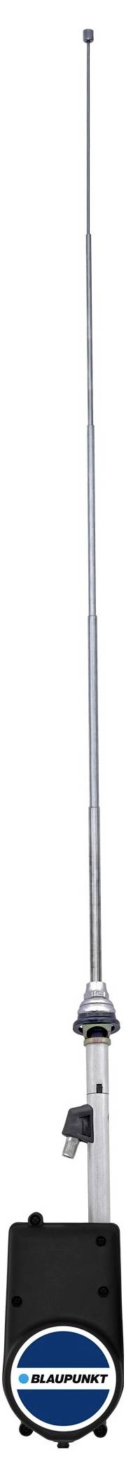 A long, telescopic radio antenna with a black base.